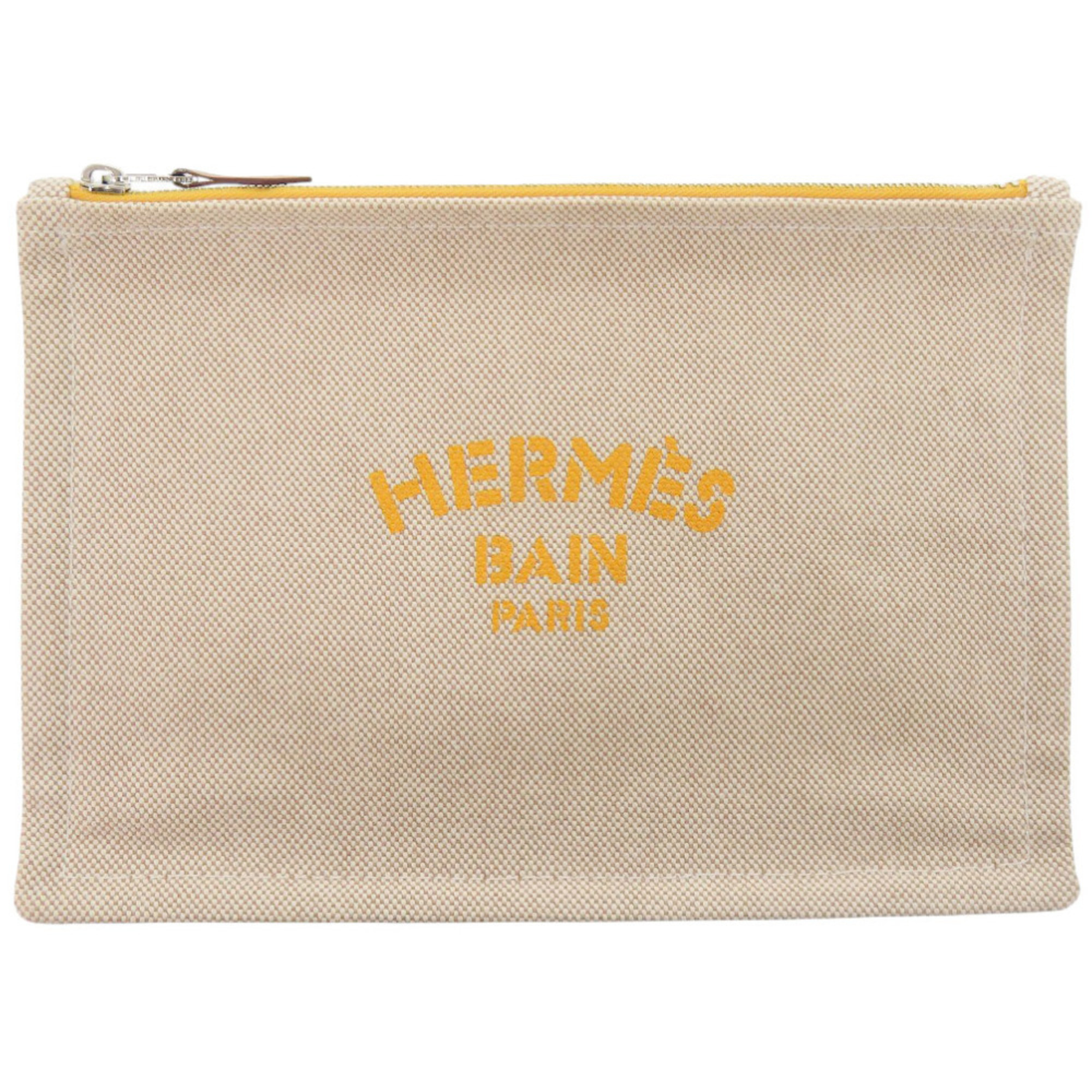 Hermes Like New Herms New Yachting Pm Cotton Beige Pouch 0158